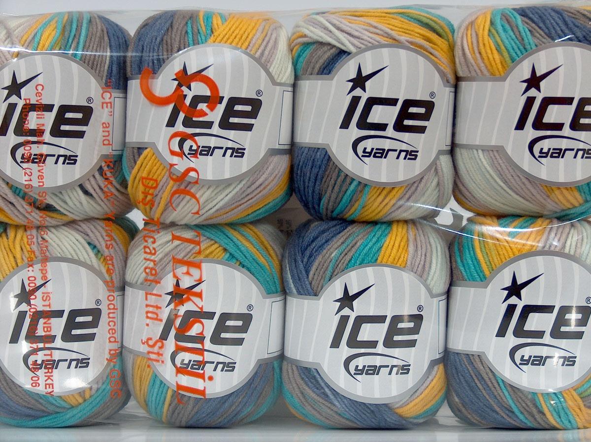 Alara Batik Blue, Lilac, Cream, Turquoise, Yellow, Camel