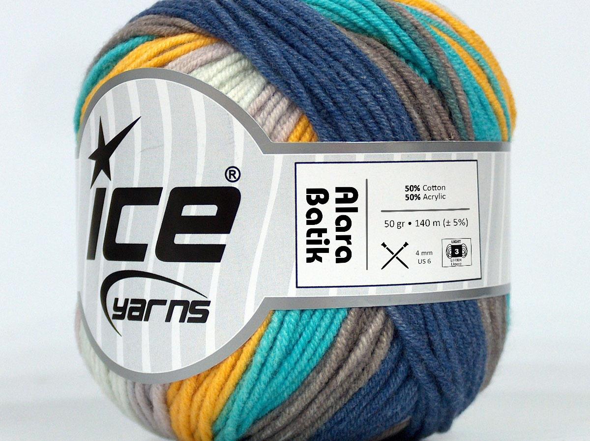 Alara Batik Blue, Lilac, Cream, Turquoise, Yellow, Camel