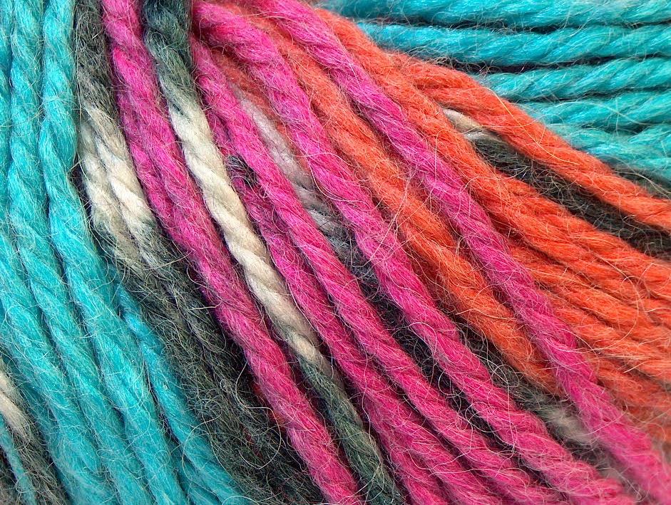 Alpaca Bulky Magic Orange, Turquoise, Fuchsia
