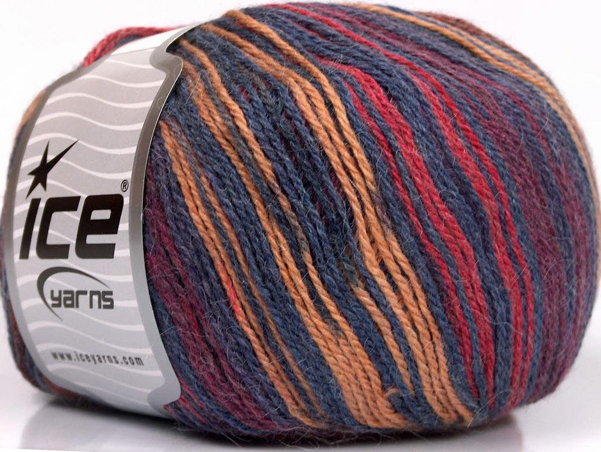 Alpaca Fine Magic Cream, Burgundy, Jeans Blue