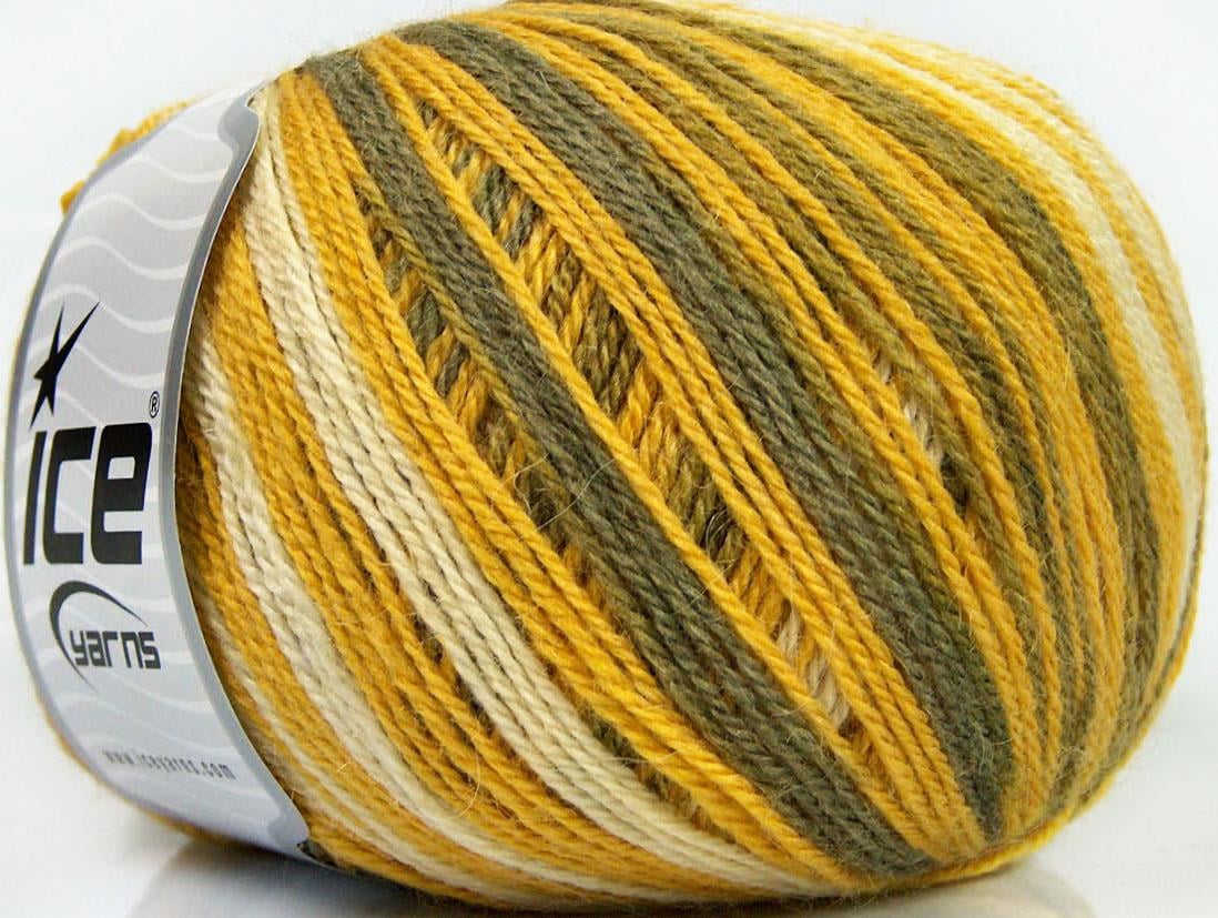 Alpaca Fine Magic White, Yellow, Khaki, Olive Green