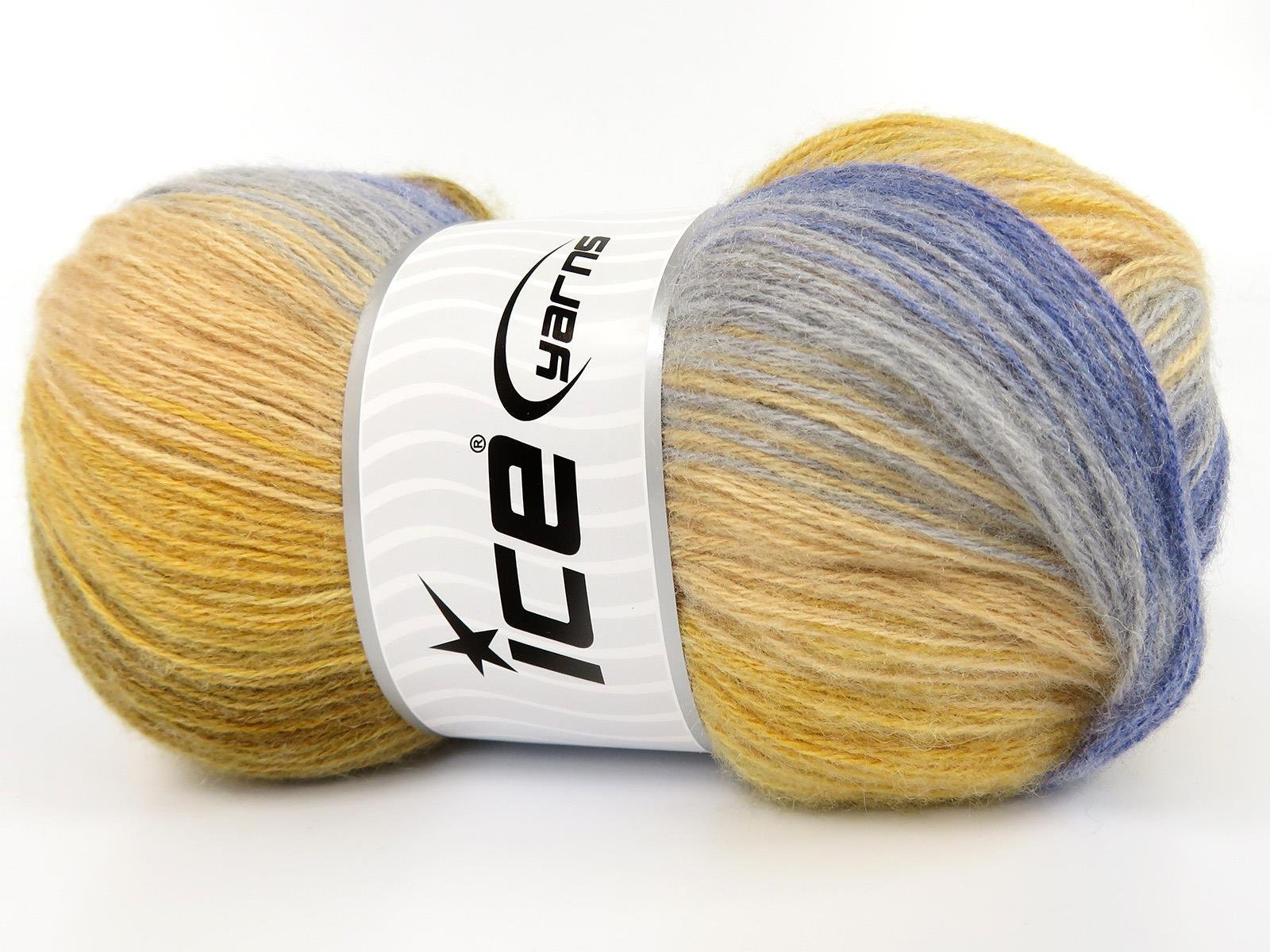 Angora Batik Blue, Grey, Gold Shades