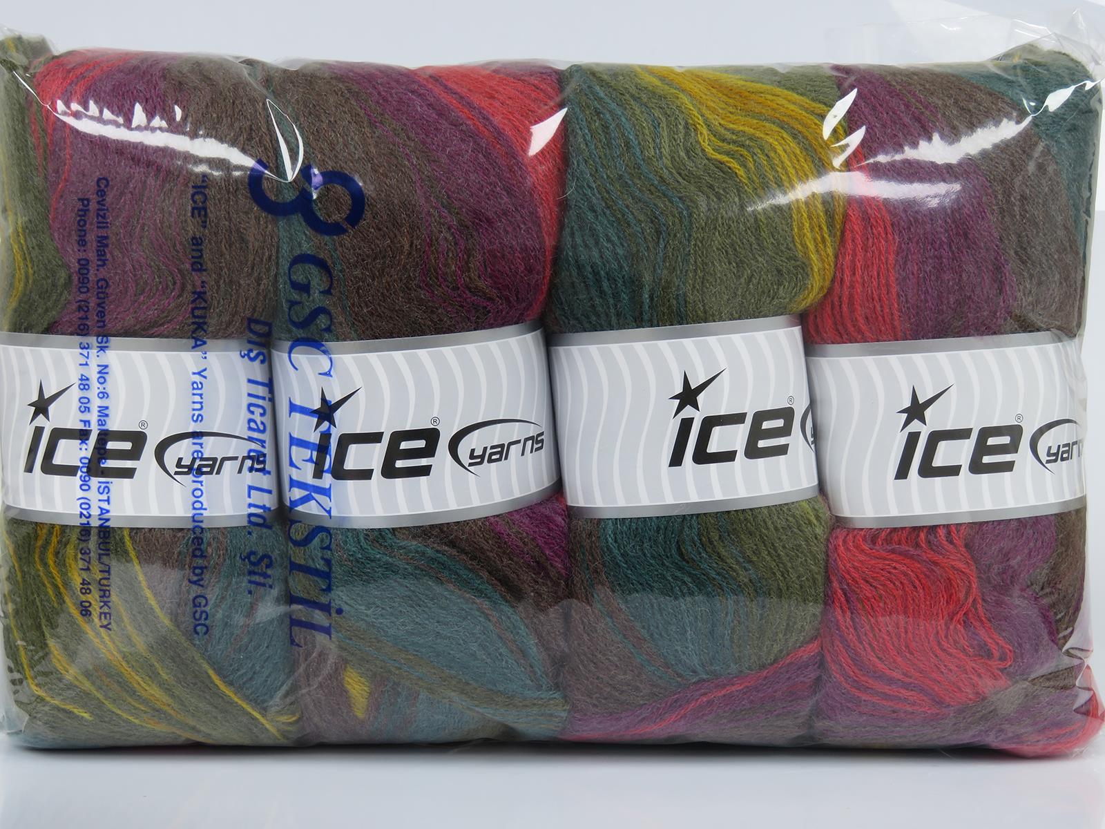 Angora Batik Brown, Purple, Red, Gold, Green Shades