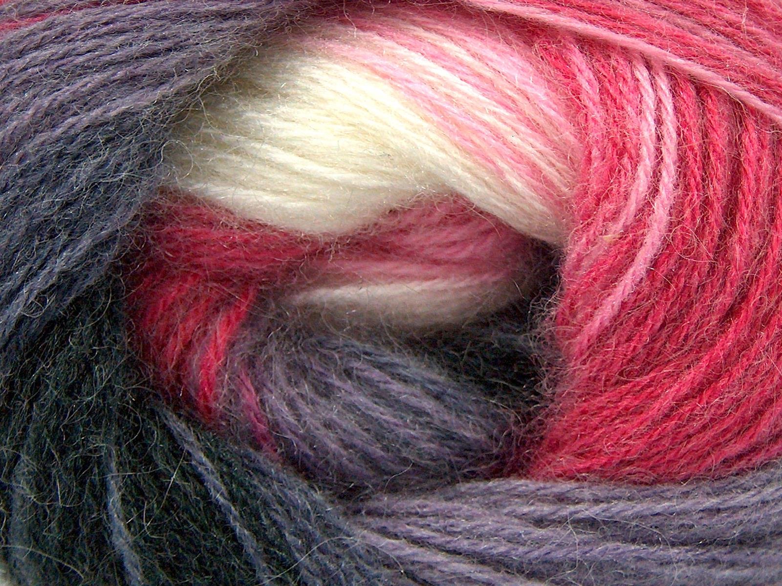 Angora Batik Pink, Black, Ecru, Purple Shades