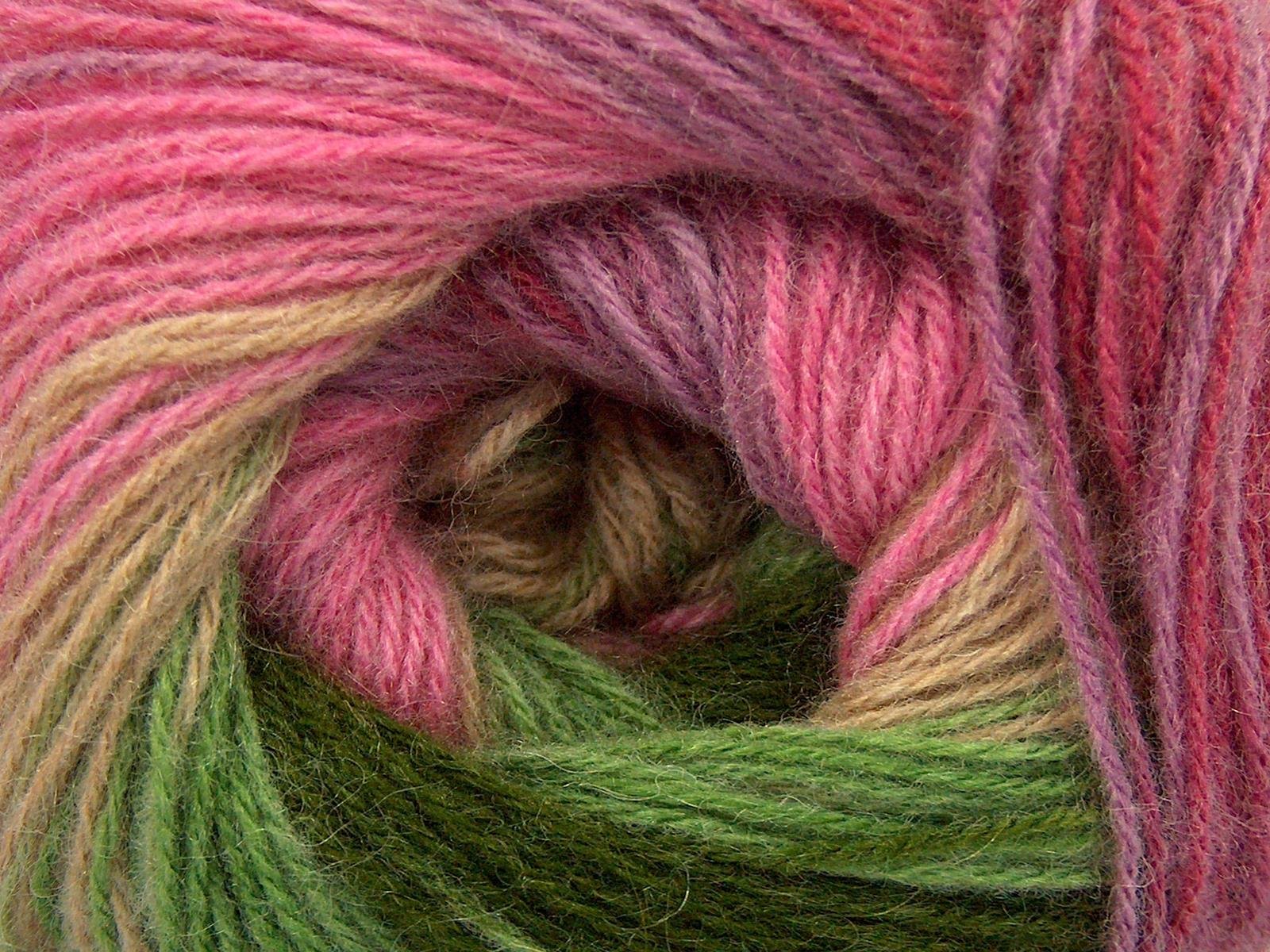 Angora Batik Pink, Red, Green Shades, Light Lilac