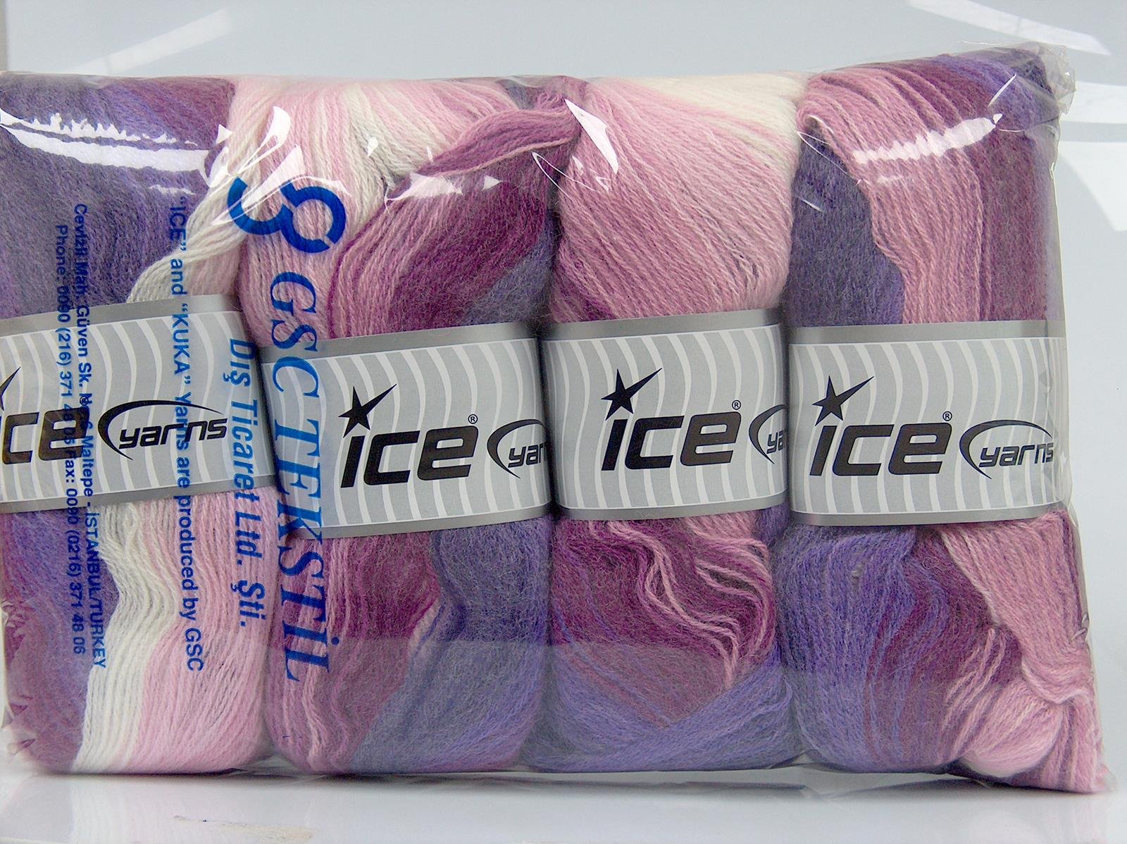 Angora Batik Purple, Pink Shades, Ecru