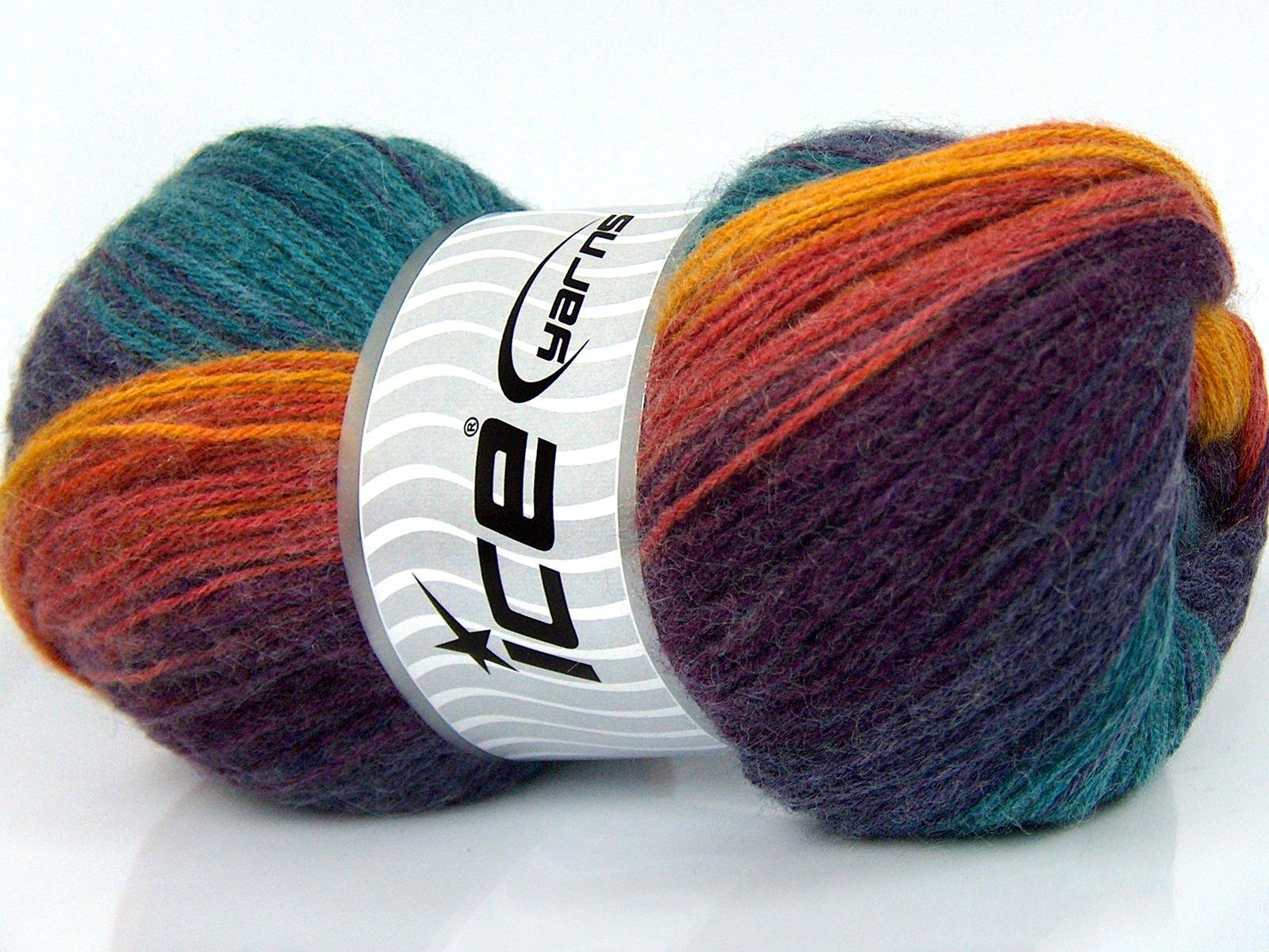 Angora Batik Purple, Turquoise, Gold, Salmon