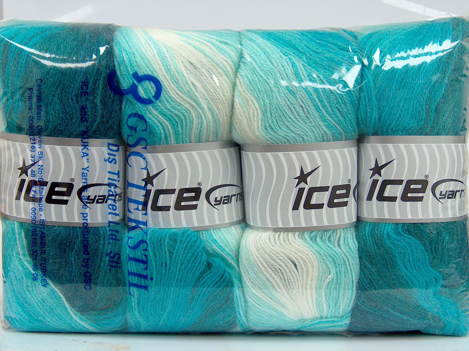 Angora Batik Turquoise Shades, Ecru