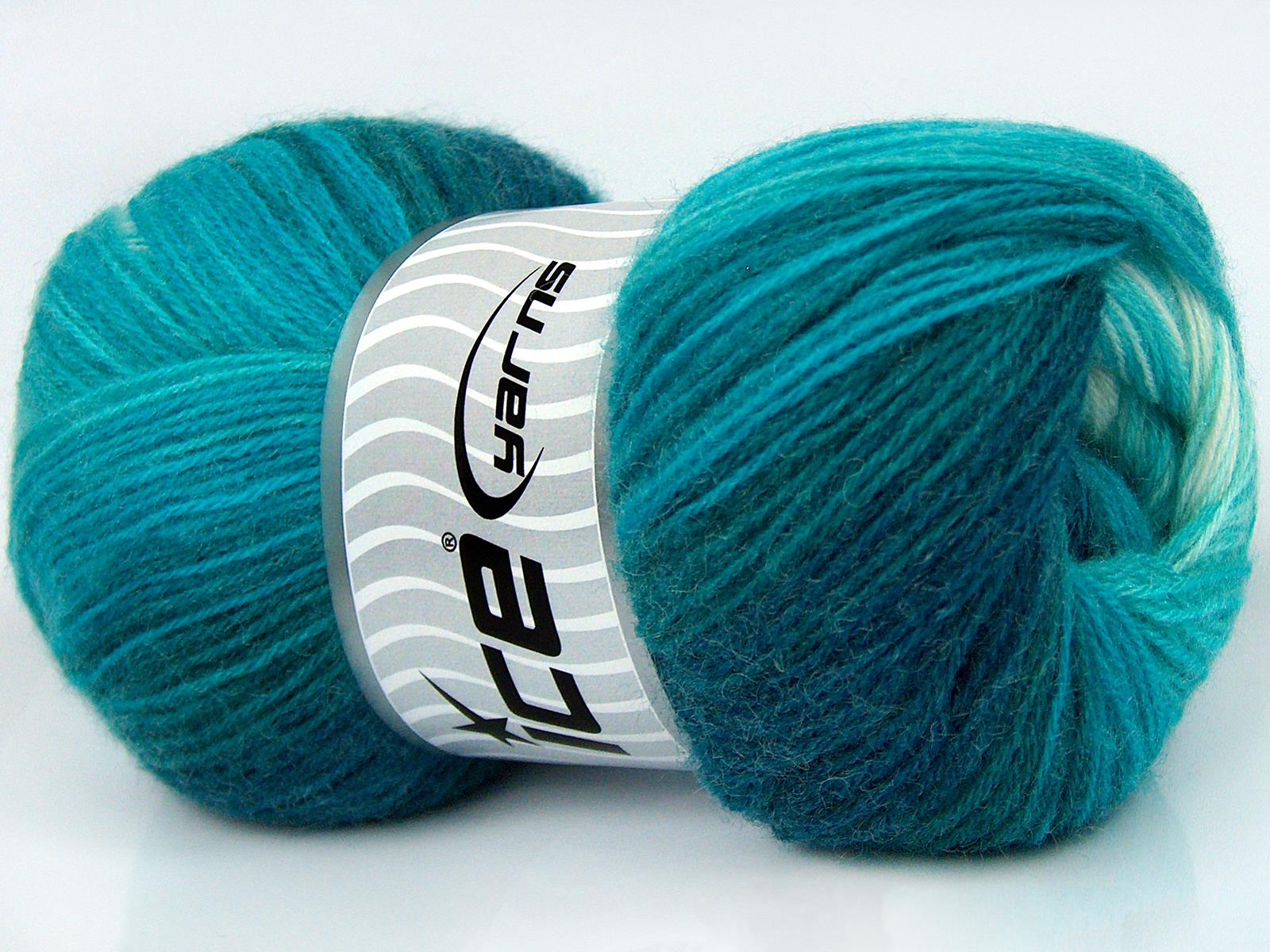 Angora Batik Turquoise Shades, Ecru