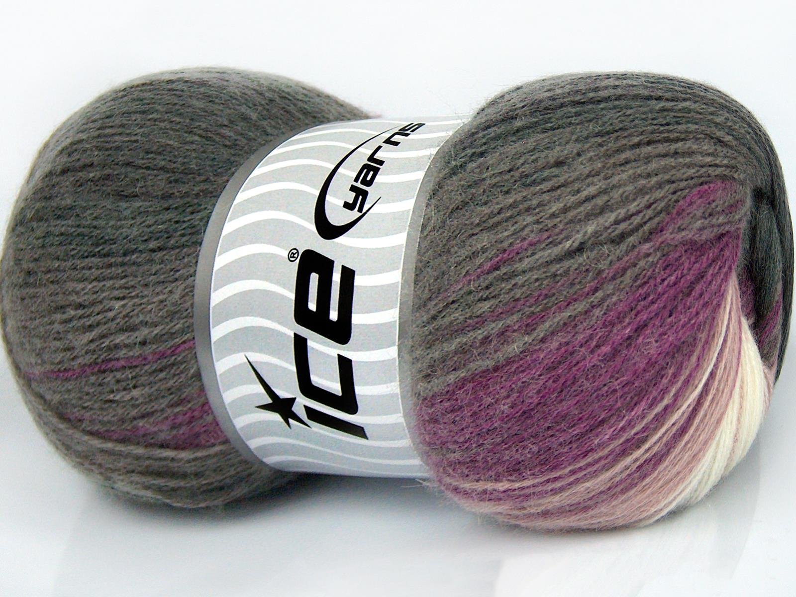 Angora Batik White, Grey Shades, Purple Shades