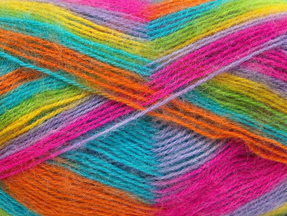 Angora Supreme Color Green, Turquoise, Yellow, Fuchsia