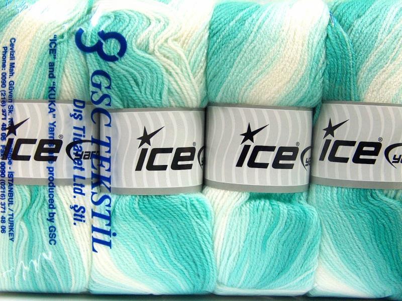 Baby Batik White, Mint Green