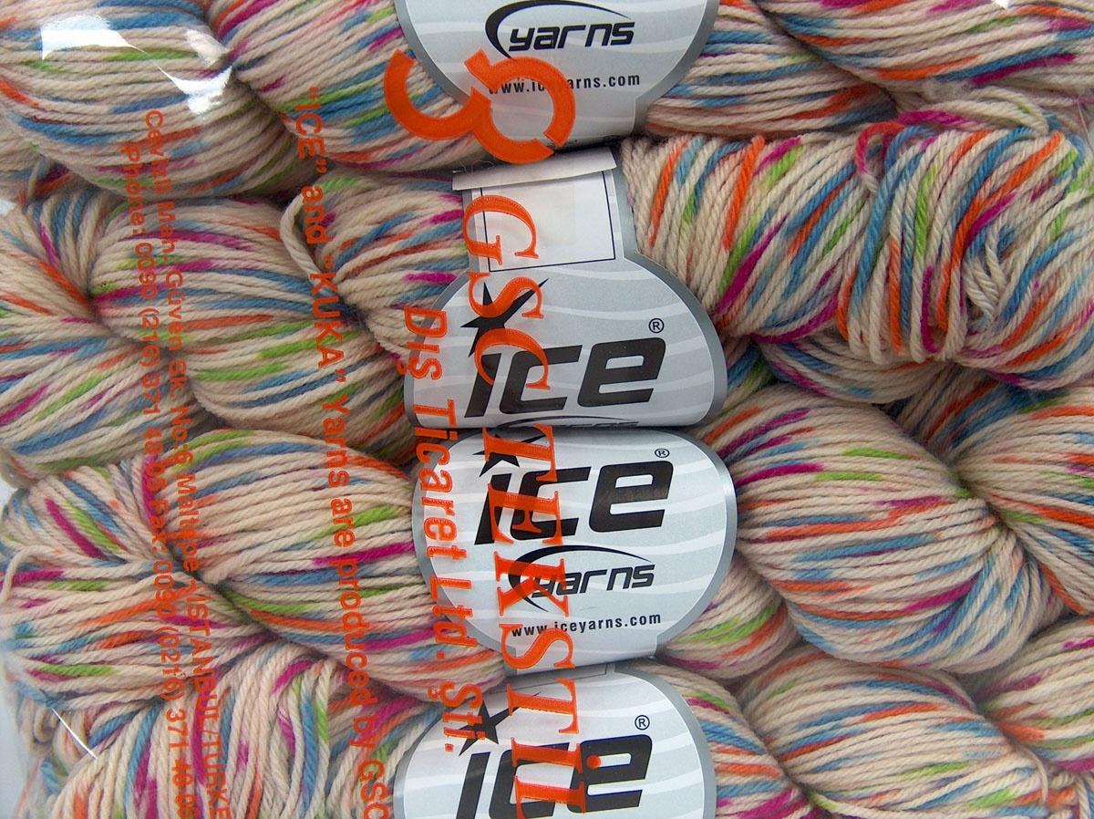 Baby Superwash Merino Print Green, Blue, Gold, Fuchsia, Beige