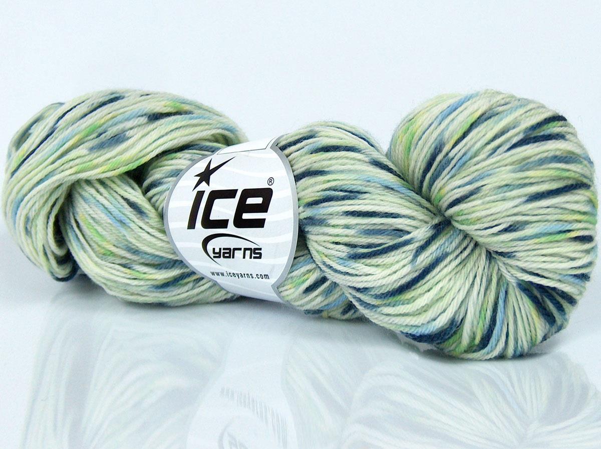 Baby Superwash Merino Print Green Shades, Blue Shades