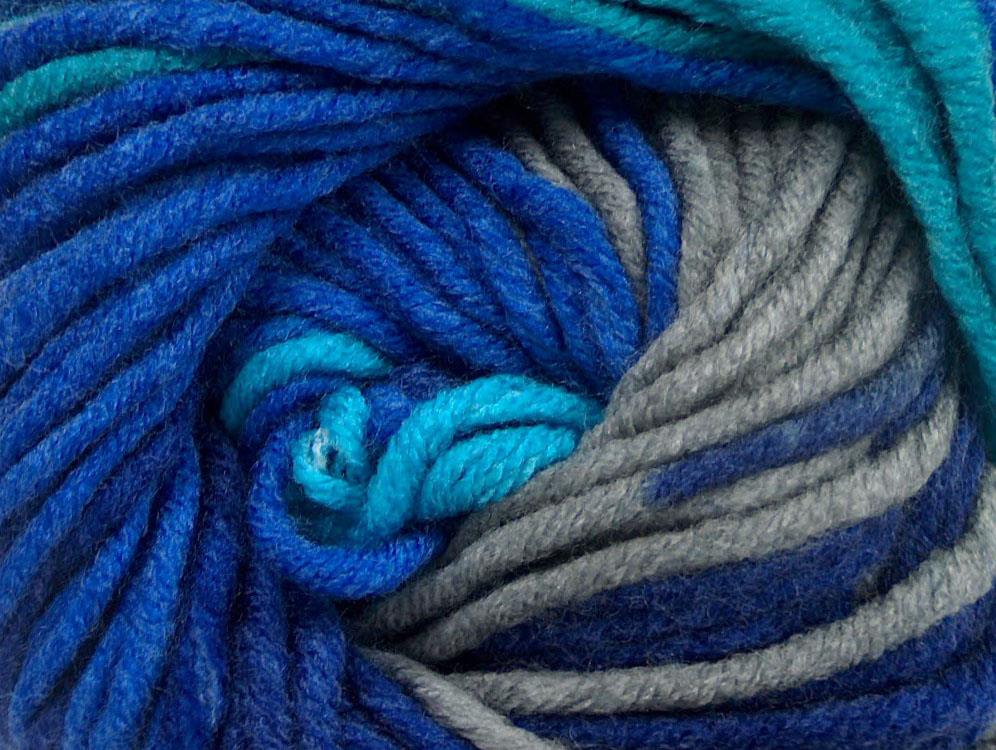 Batik Chunky Turquoise, Grey, Blue Shades