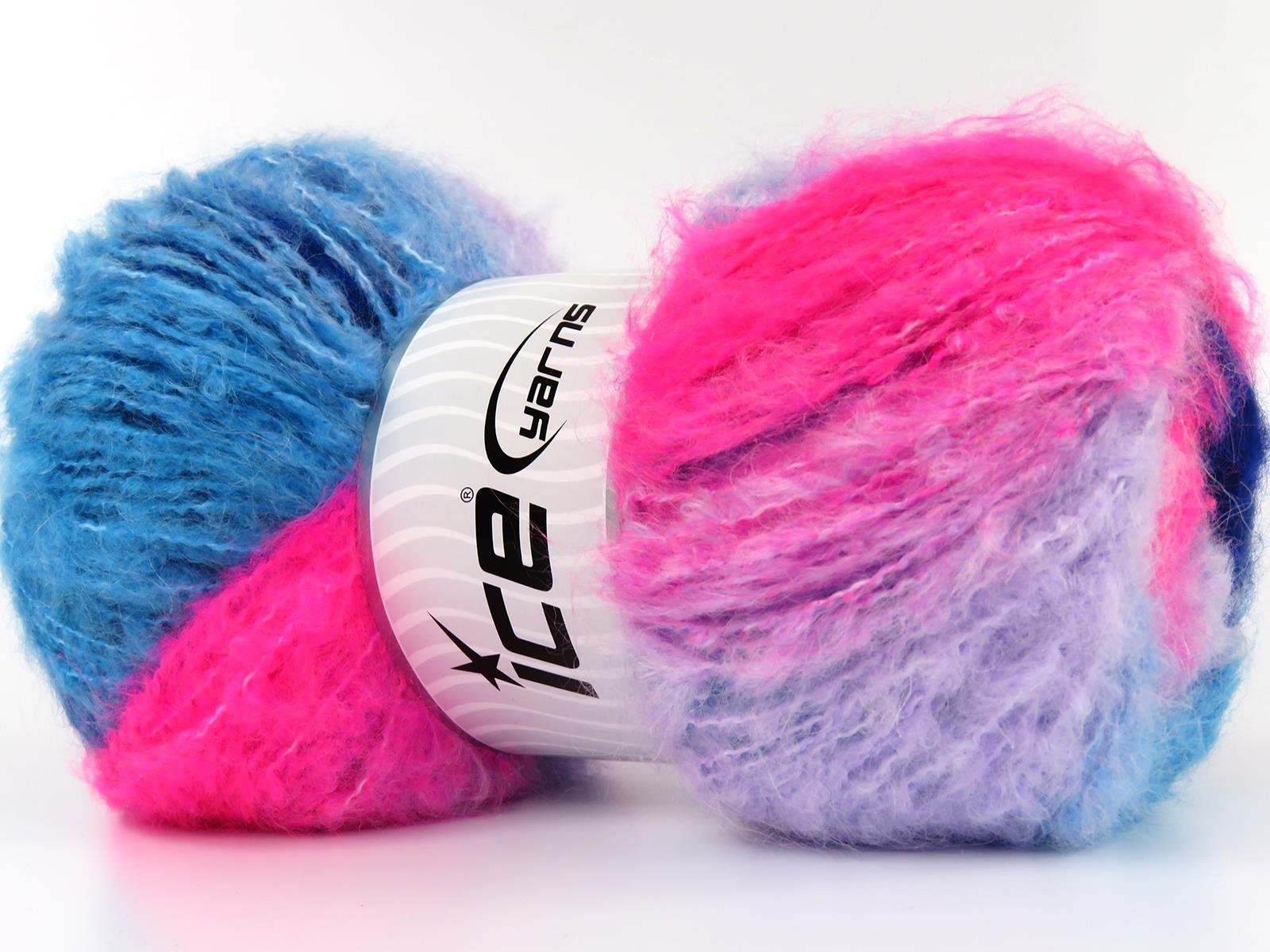 Bella Mohair Blue, Lilac, Turquoise, Neon Pink