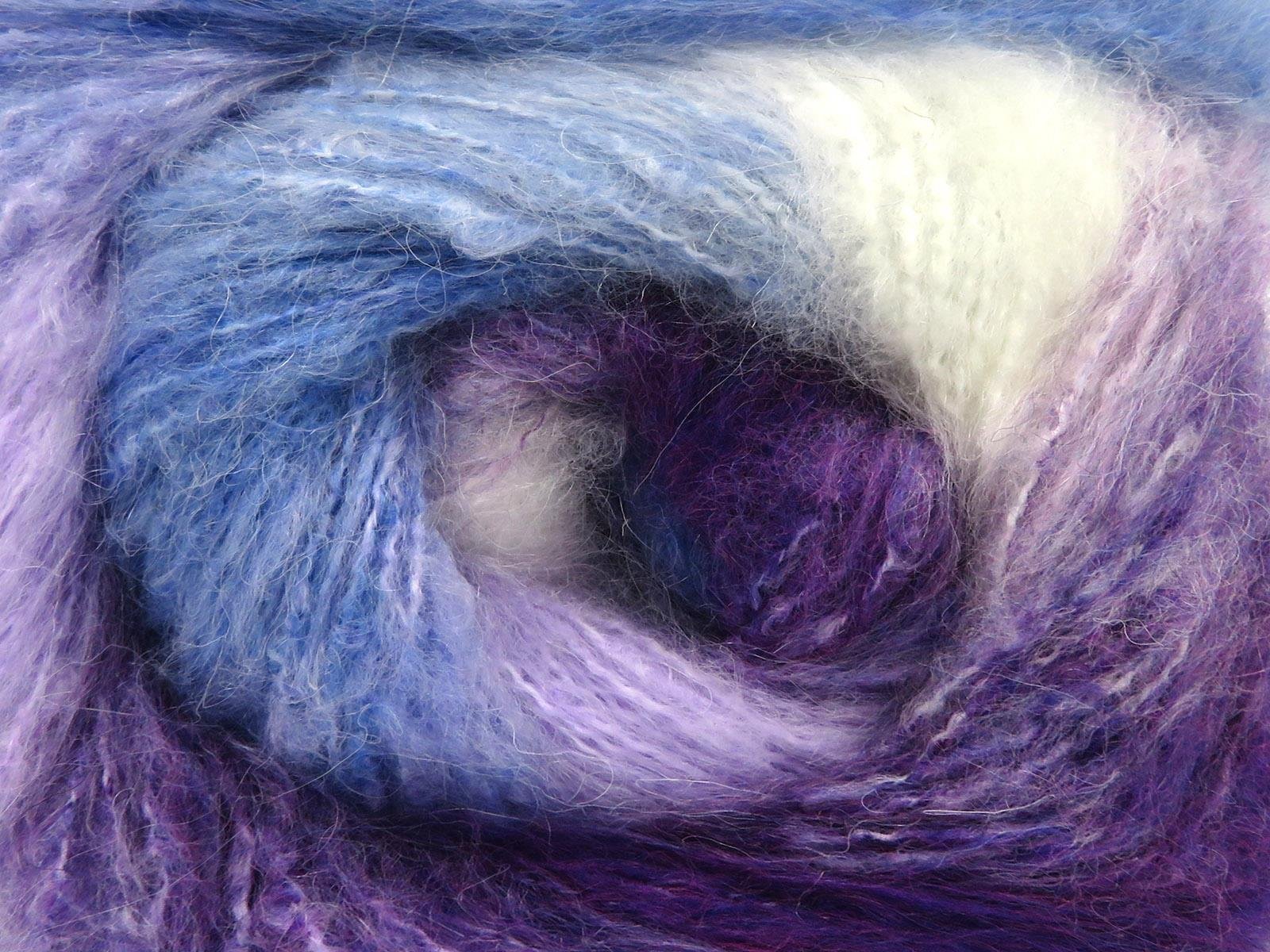 Bella Mohair Blue, White, Purple, Lilac
