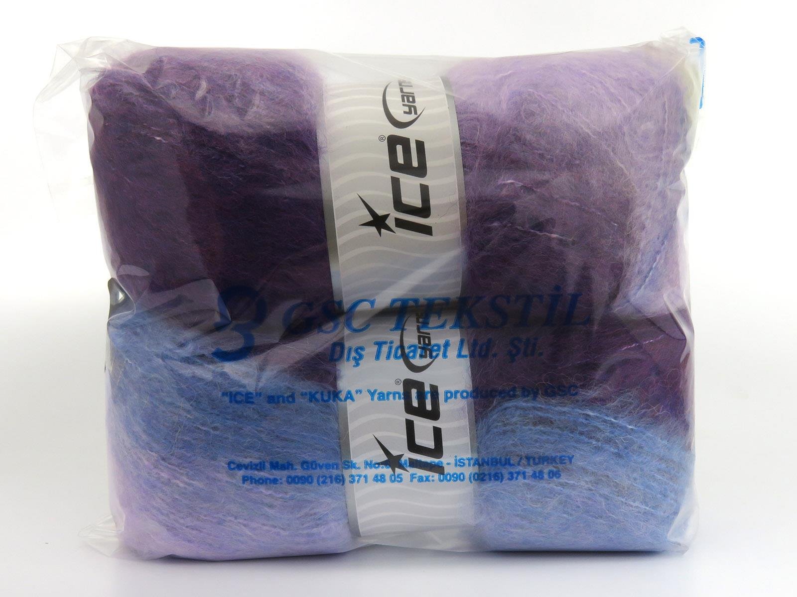 Bella Mohair Blue, White, Purple, Lilac