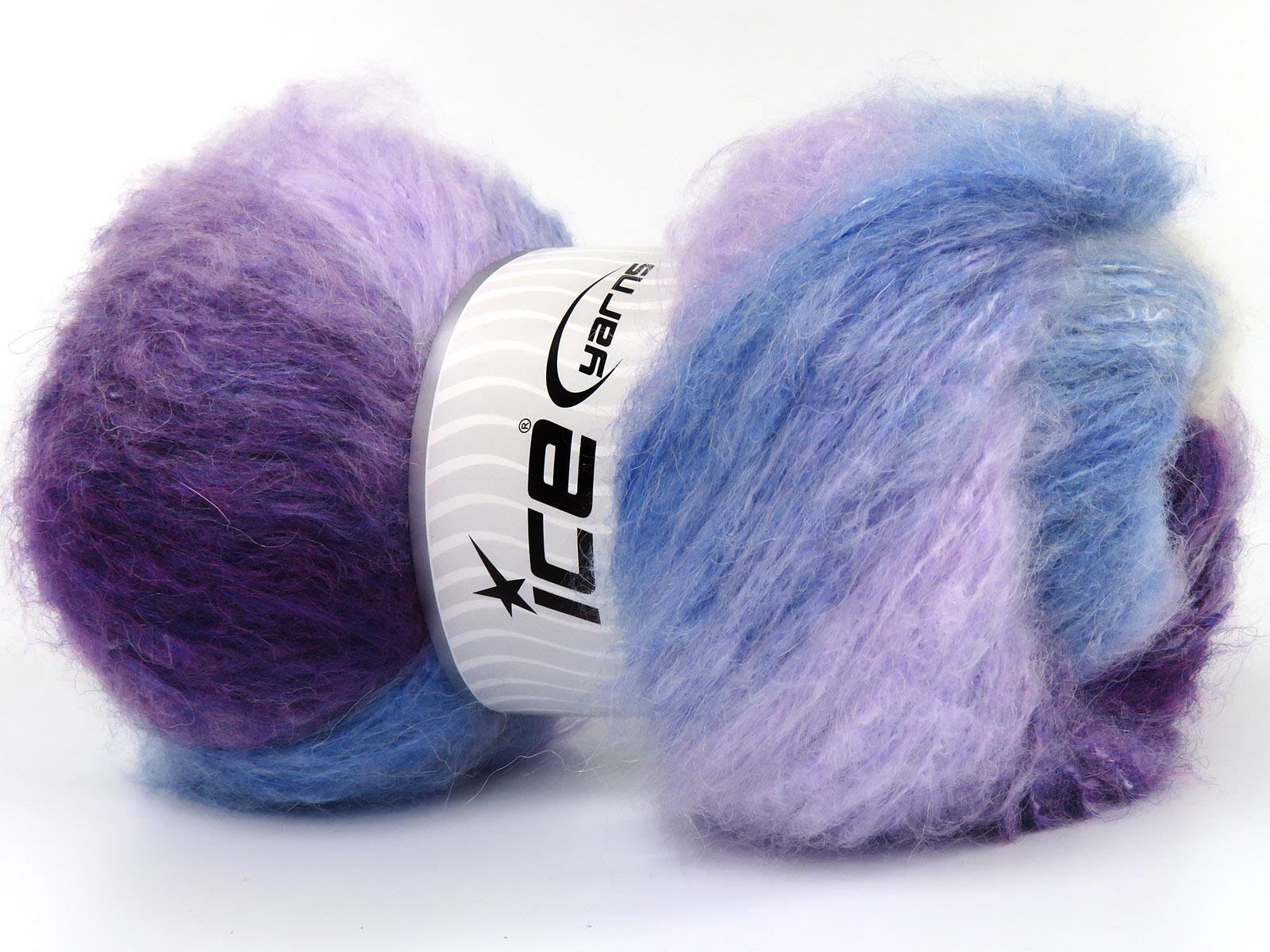 Bella Mohair Blue, White, Purple, Lilac