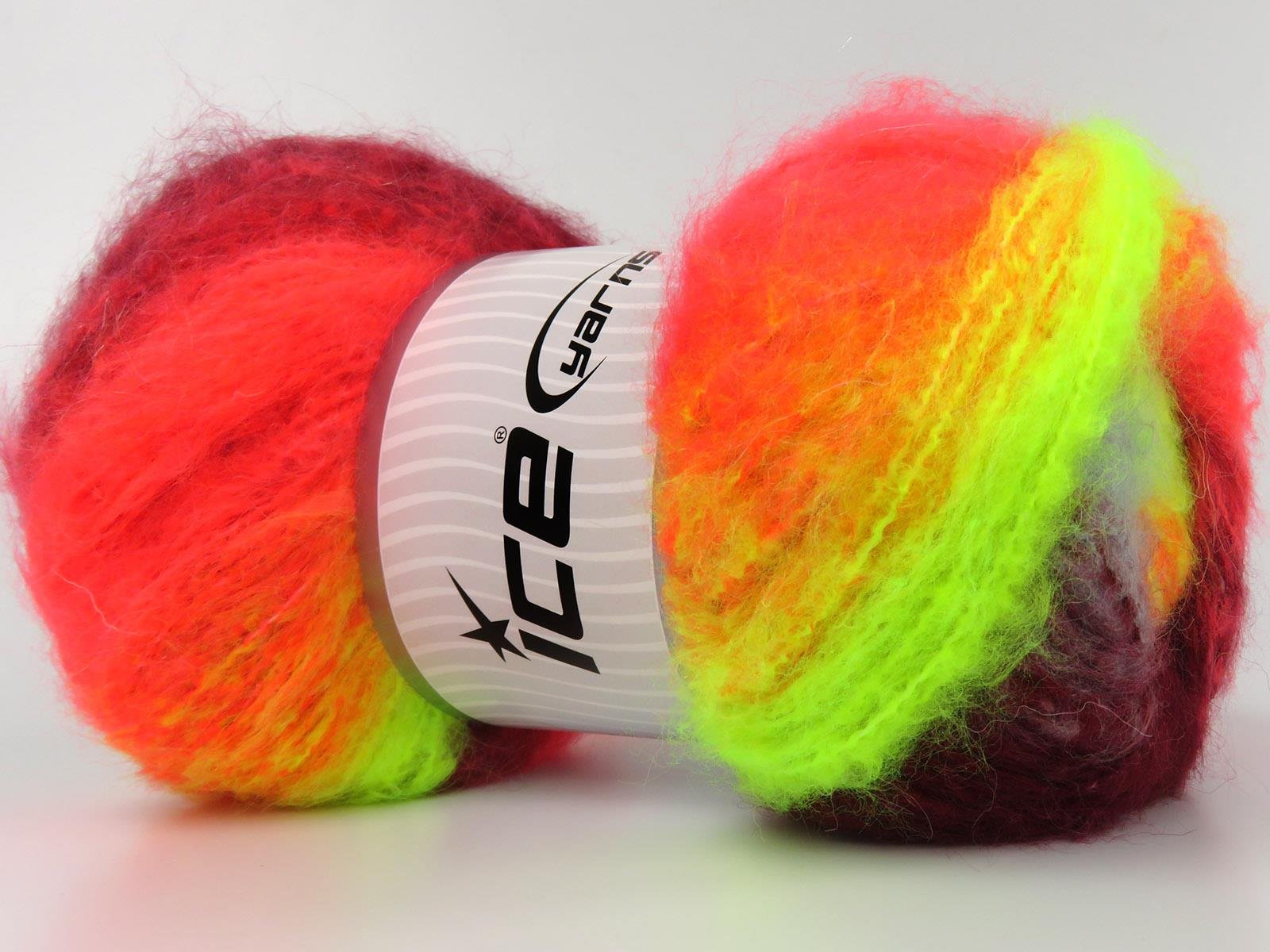 Bella Mohair Burgundy, Light Blue, Neon Pink, Neon Green