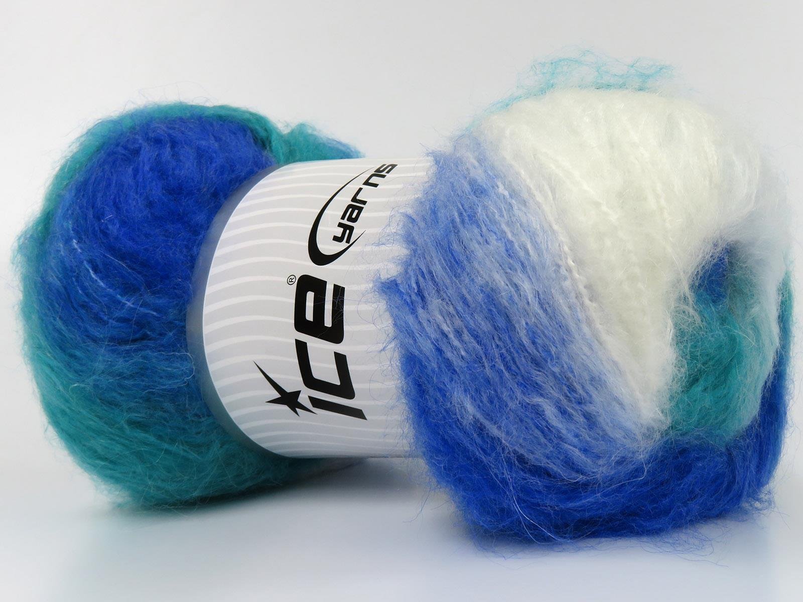 Bella Mohair Green, Blue, White
