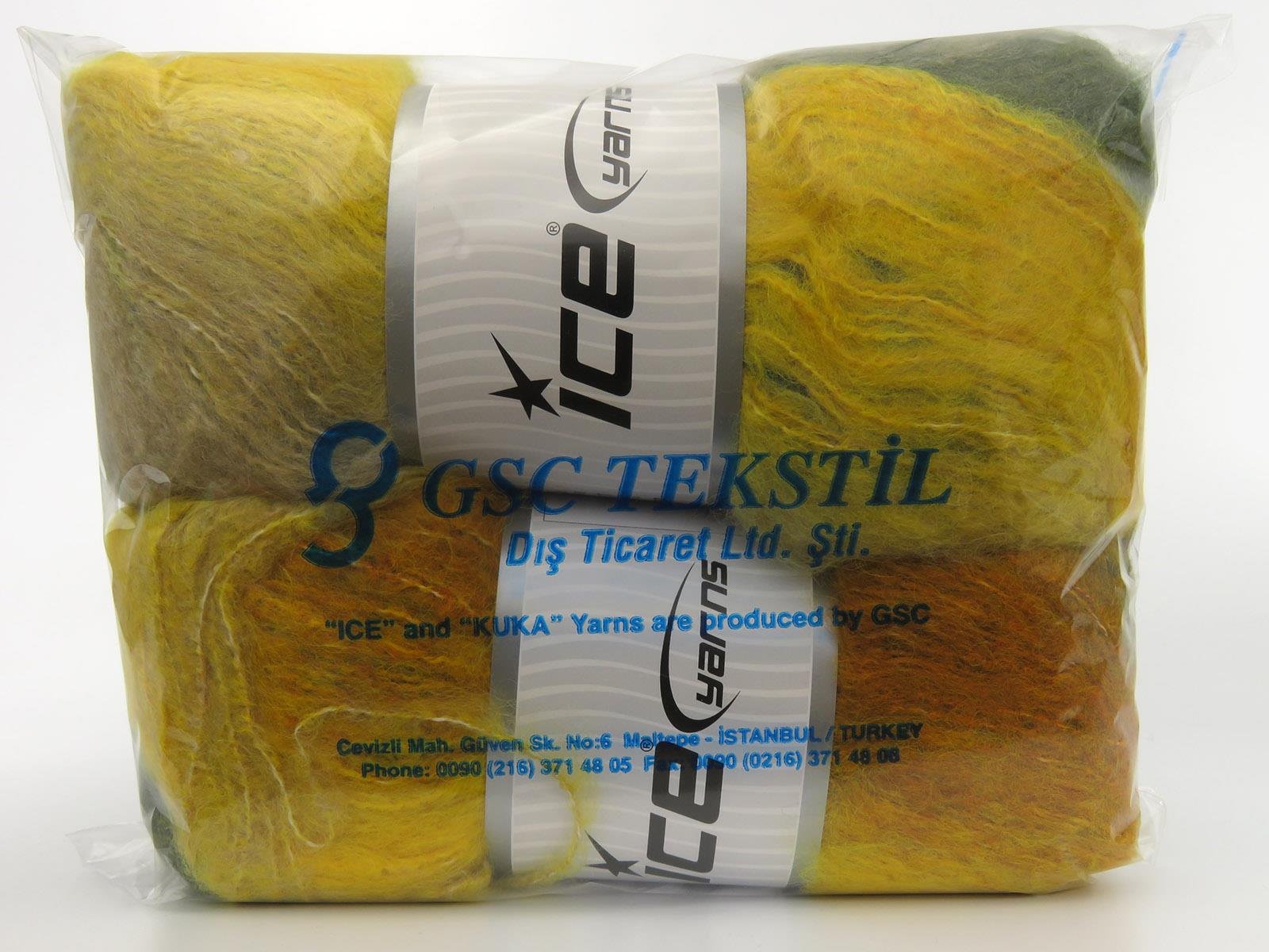 Bella Mohair Khaki, Beige, Gold Shades