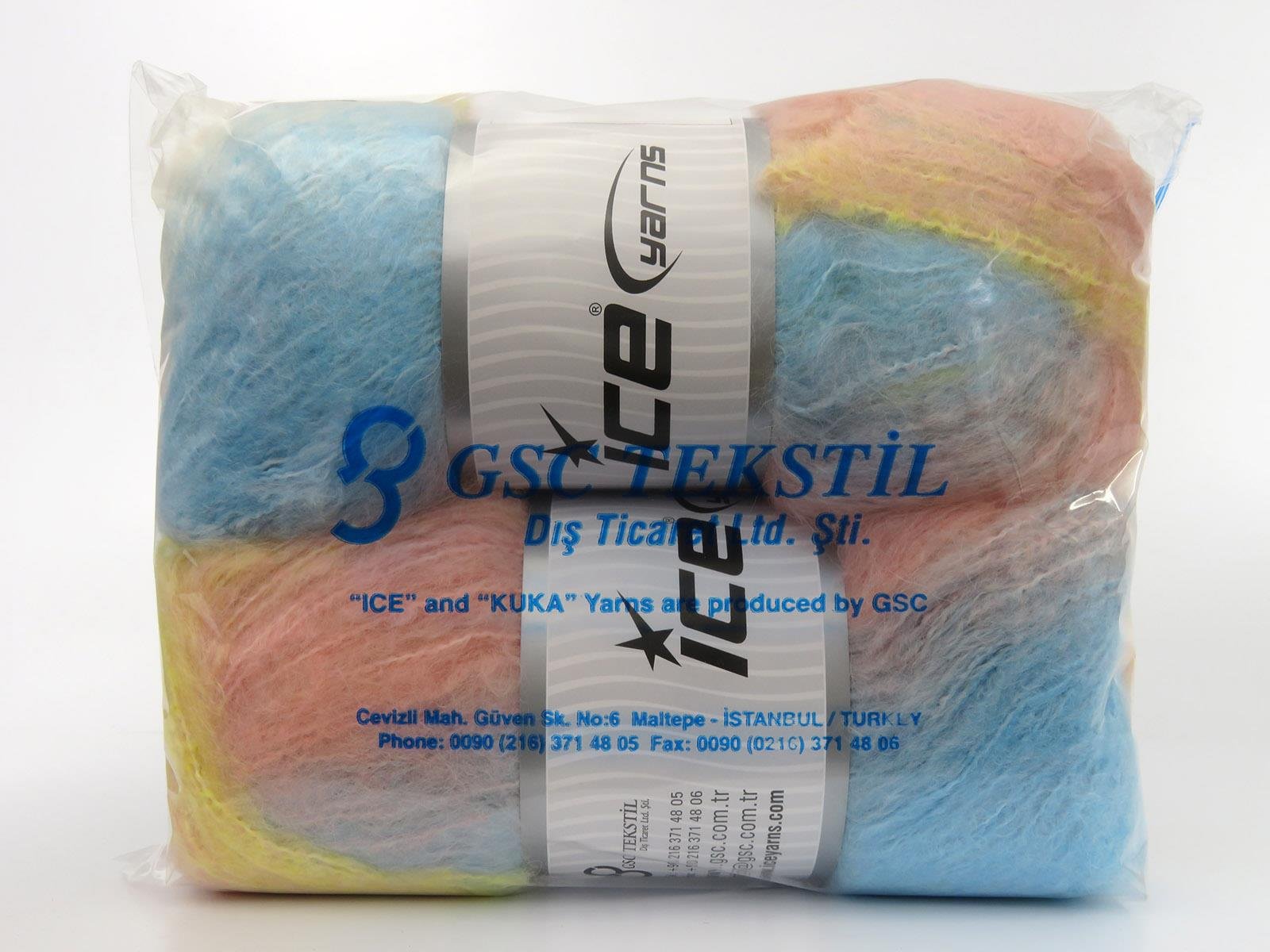 Bella Mohair Pink, Blue, Yellow