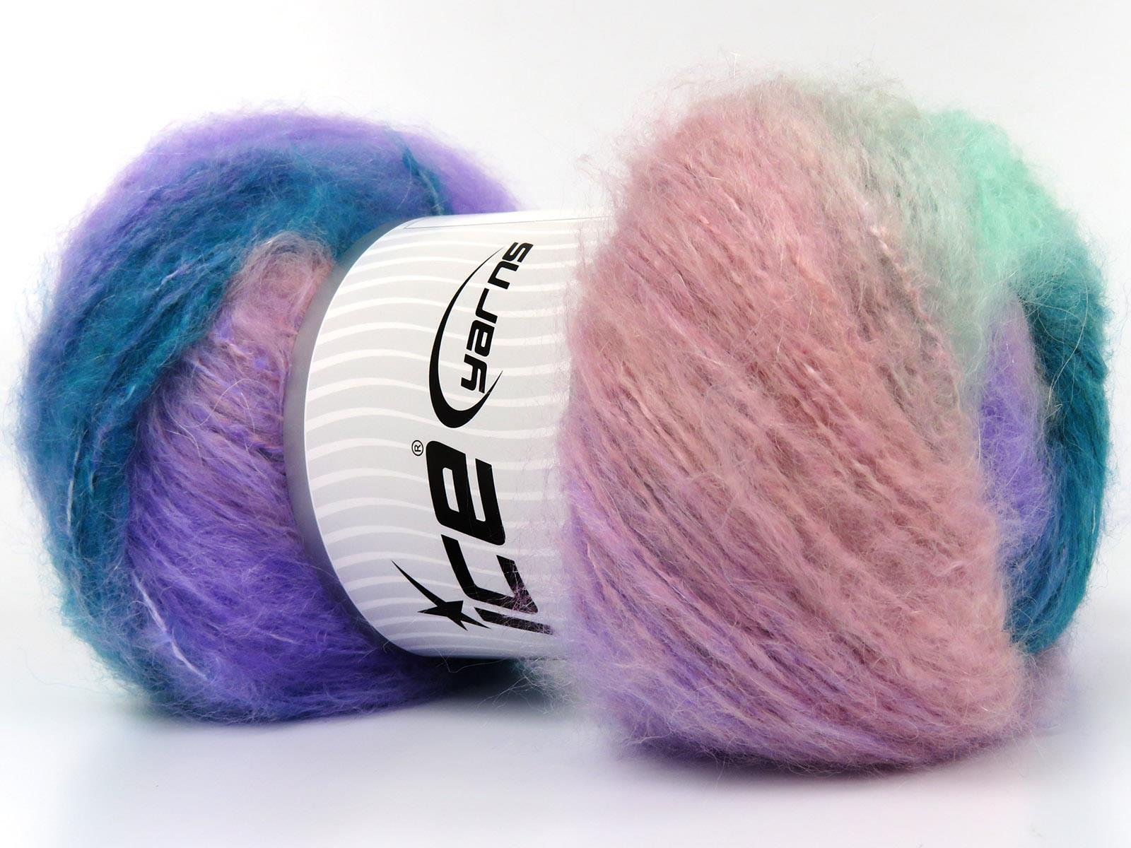 Bella Mohair Pink, Lilac, Green Shades