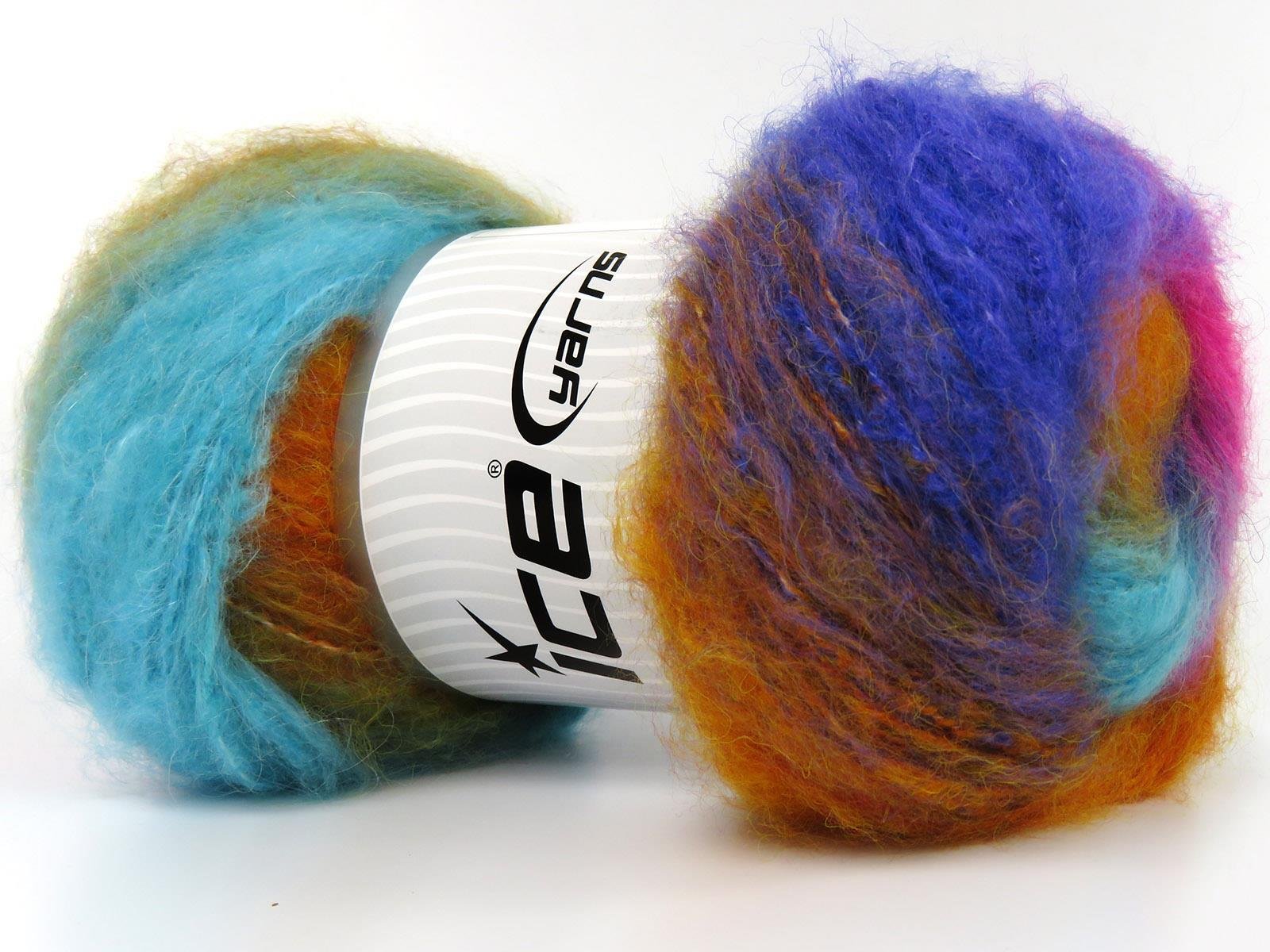 Bella Mohair Purple, Turquoise, Gold, Khaki, Fuchsia