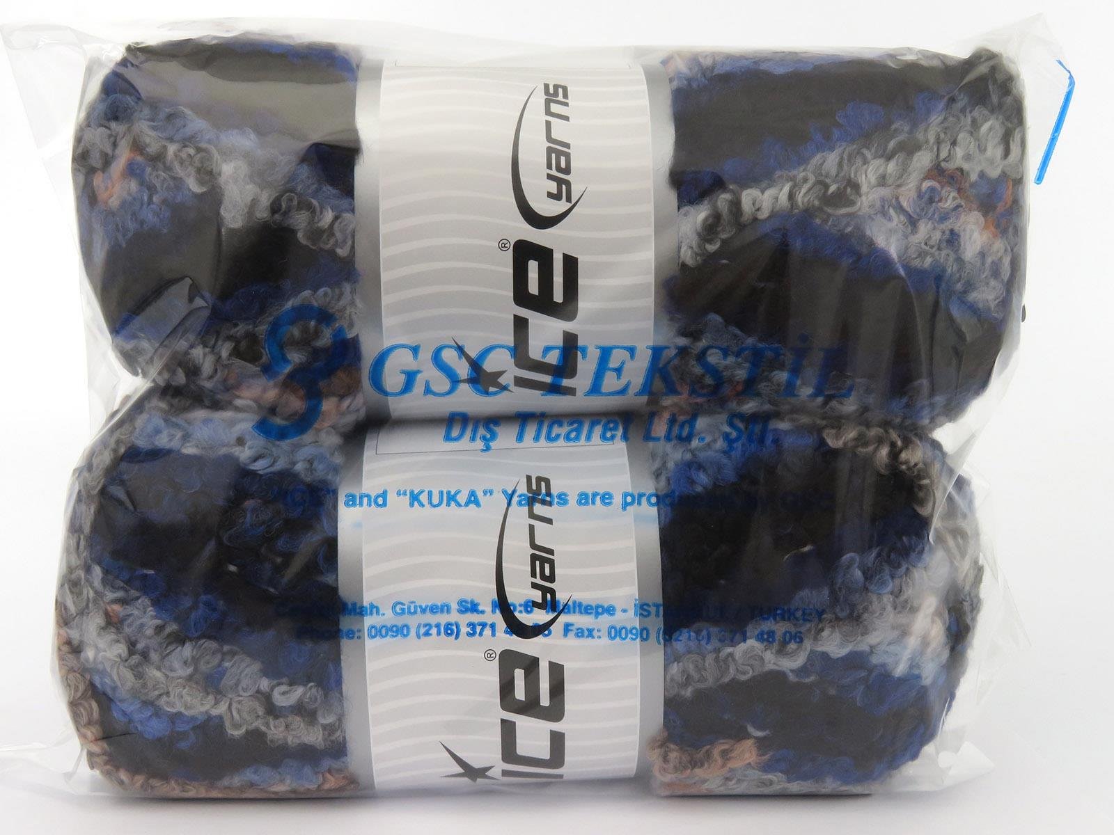 Boucle Wool Magic Black, Salmon, Blue Shades