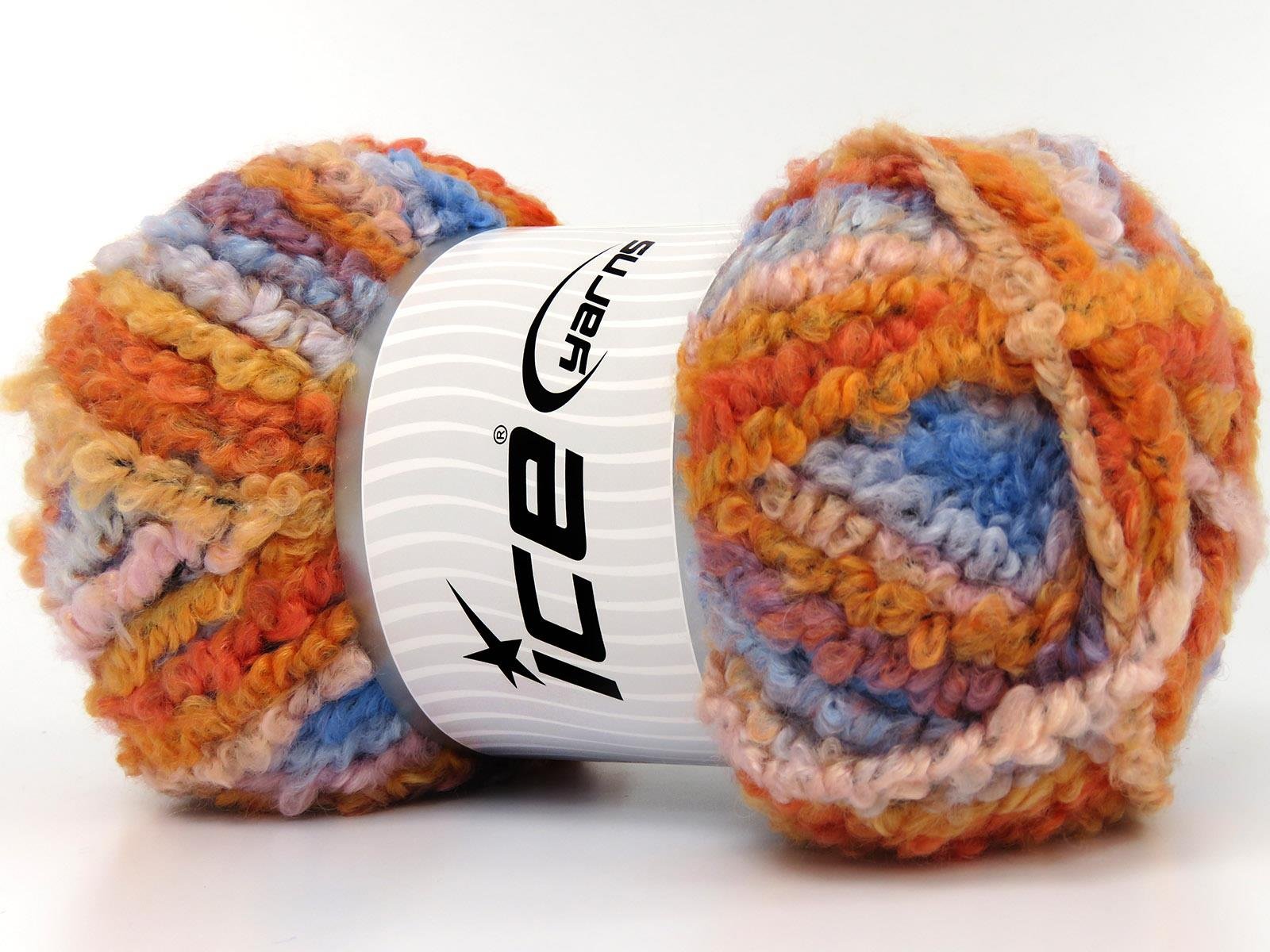 Boucle Wool Magic Blue Shades, Orange Shades