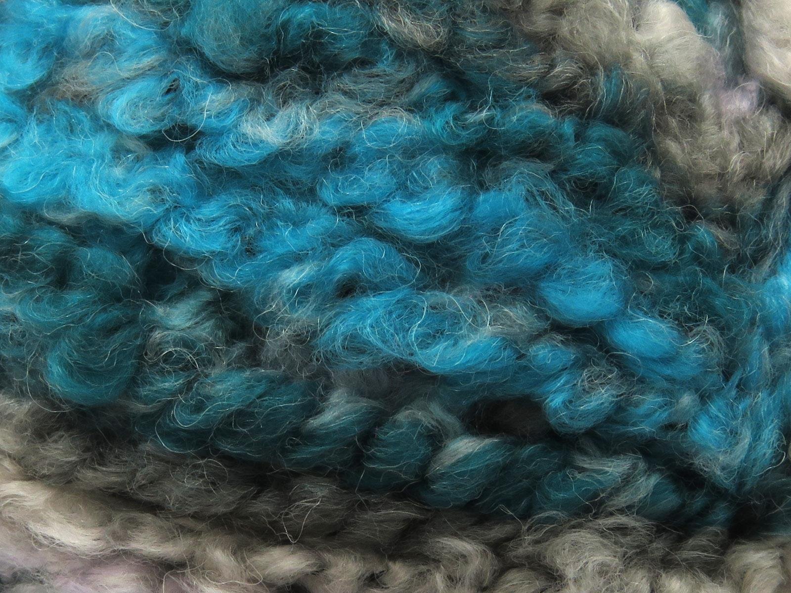 Boucle Wool Magic Grey Shades, Turquoise Shades
