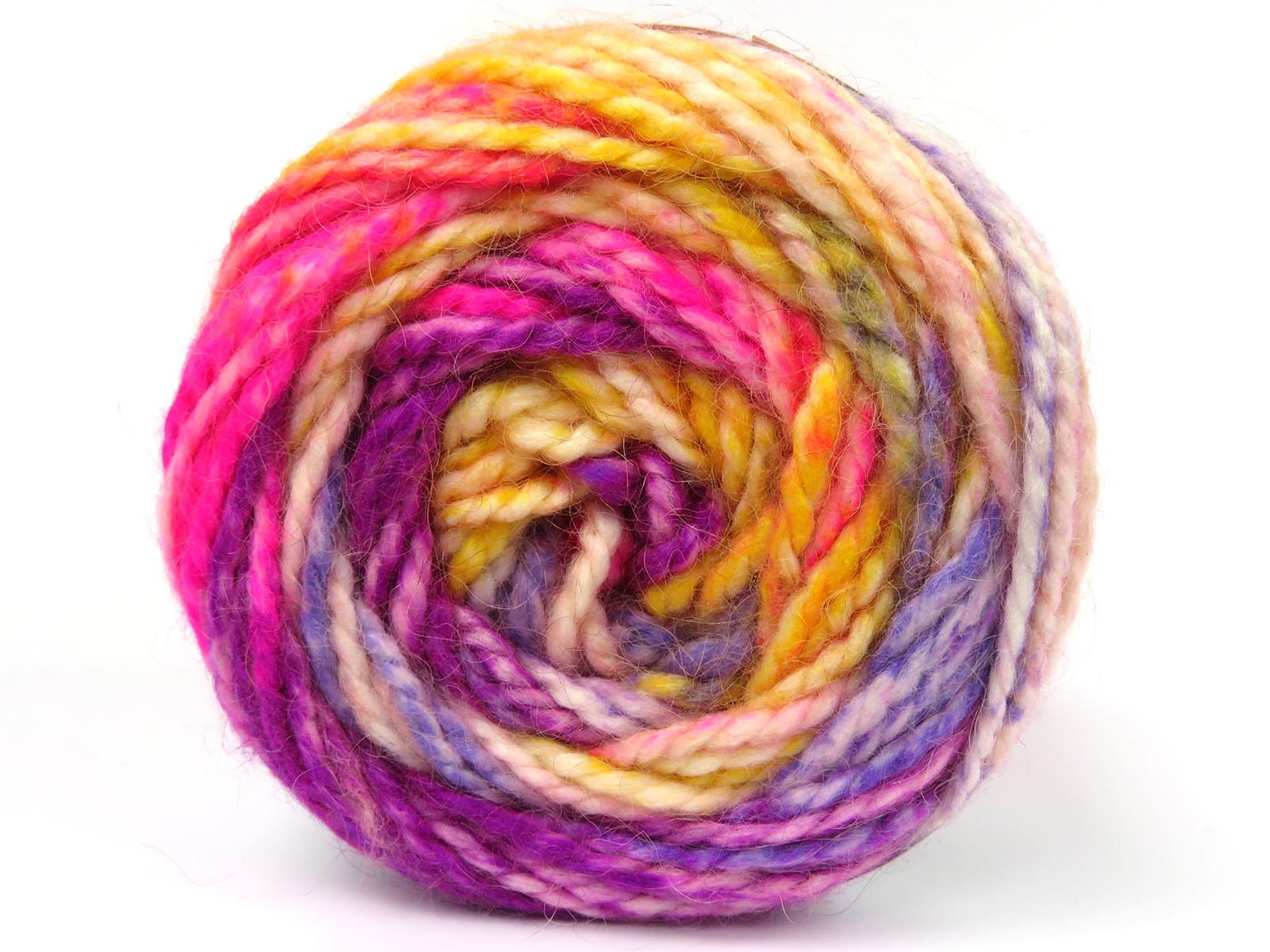 Cakes Alpine Angora Gold, Fuchsia, Ecru, Purple Shades