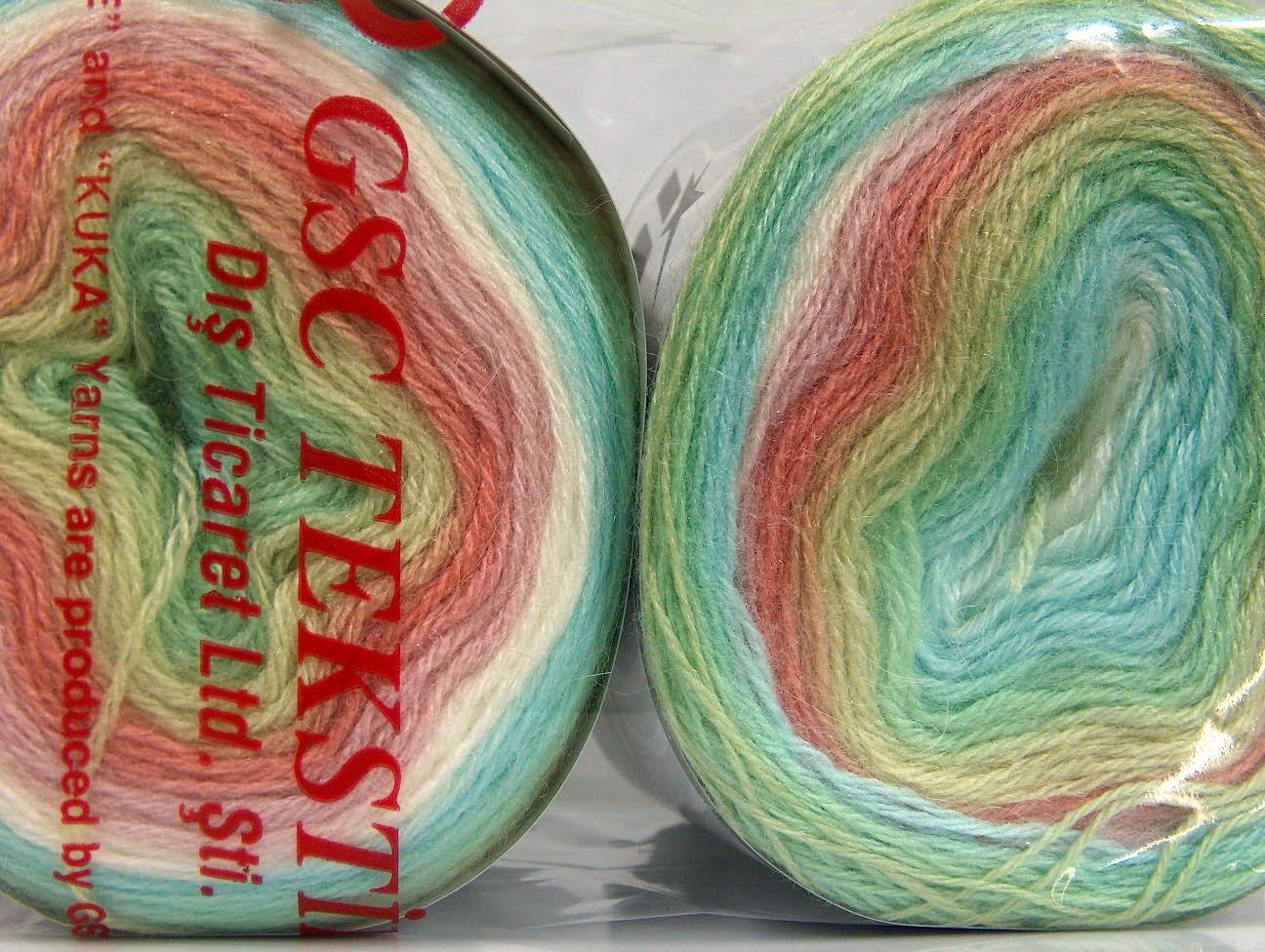 Cakes Mohair Pink, White, Turquoise, Green Shades, Salmon