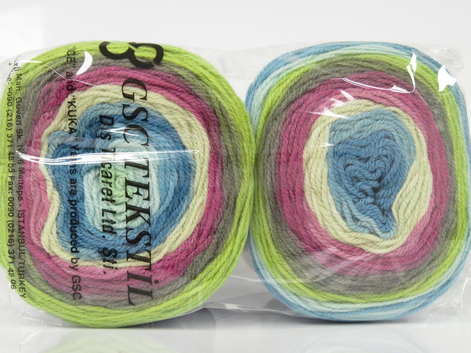 Cakes Wool DK Brown, Green, Fuchsia, Beige, Turquoise Shades