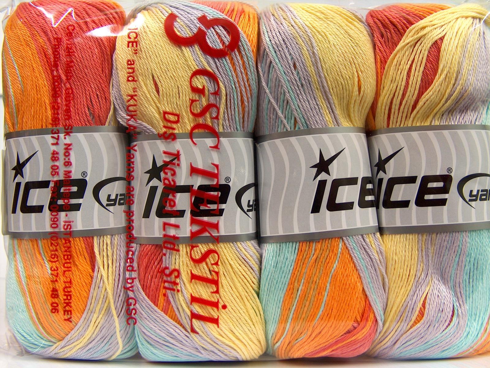 Camilla Cotton Magic Lilac, Yellow, Light Turquoise, Orange Shades