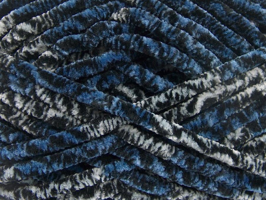 Chenille Safari Black, Blue, Grey