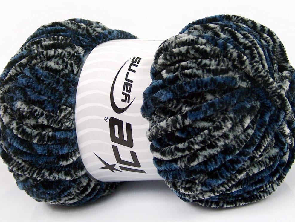 Chenille Safari Black, Blue, Grey
