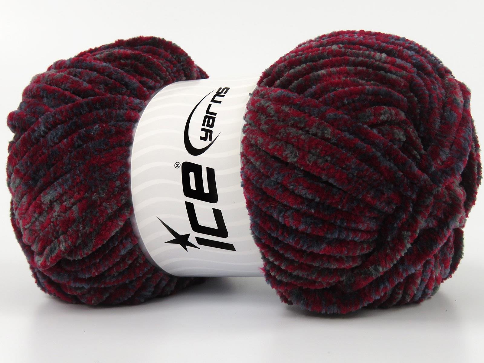 Chenille Safari Grey, Burgundy