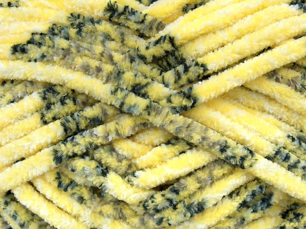 Chenille Tweed Black, White, Yellow, Grey Shades