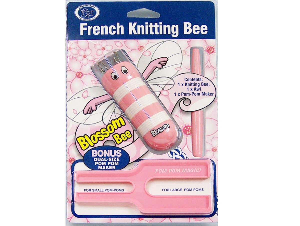 French Knitting Bee Cord Maker - PomPom Maker Pink, White