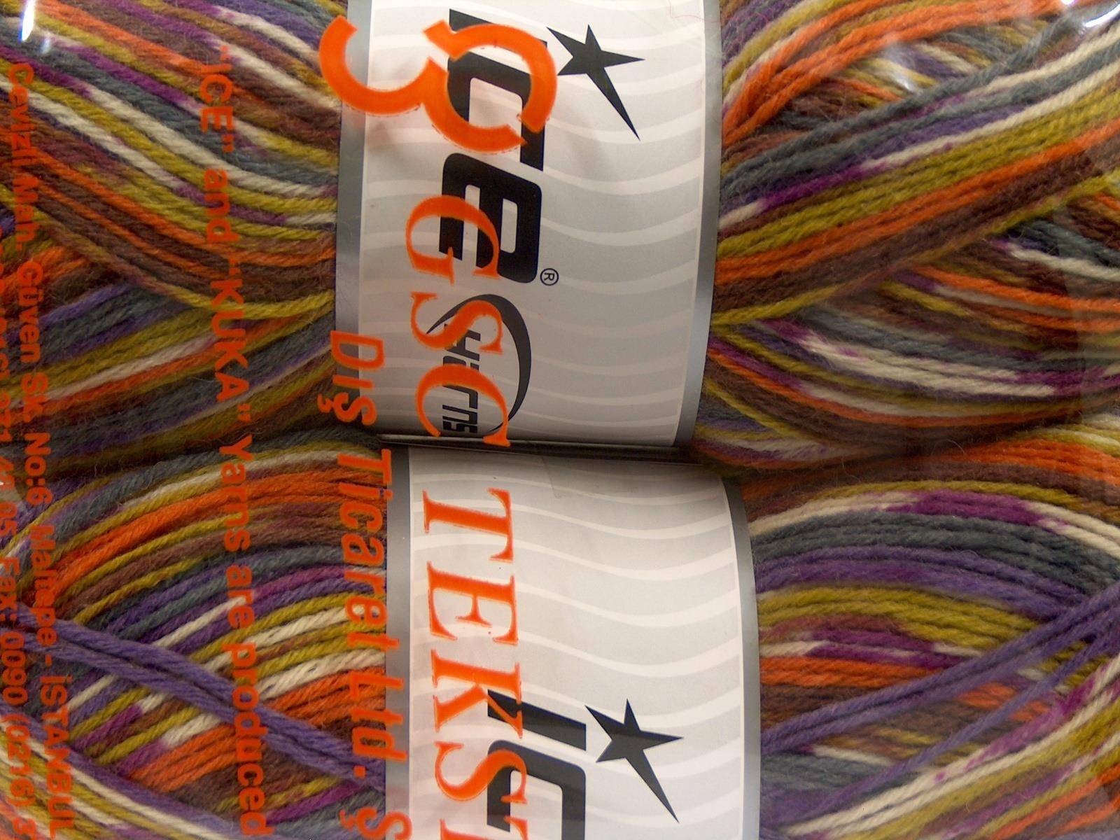 Glamor Sock Brown, Lilac, Orange, Grey, Olive Green