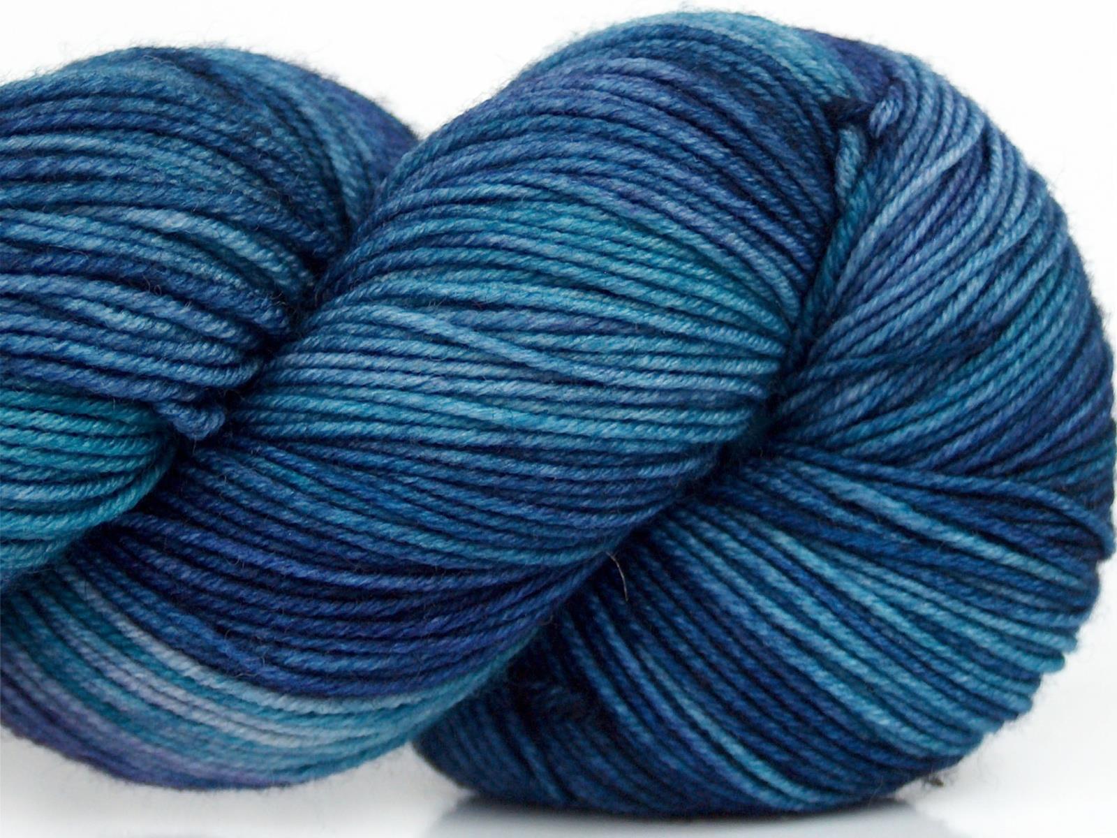 Hand Dyed Sock Merino Blue Shades, Turquoise Shades