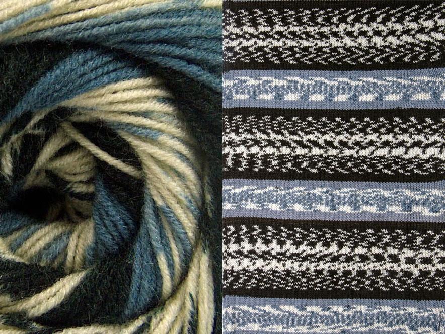 Jacquard Wool Black, Blue, Cream