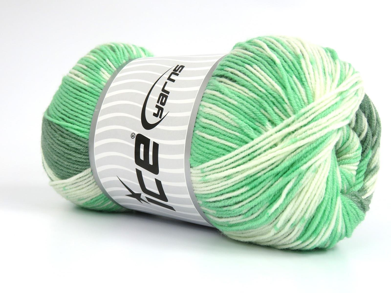 Jacquard Wool Cream, Green Shades