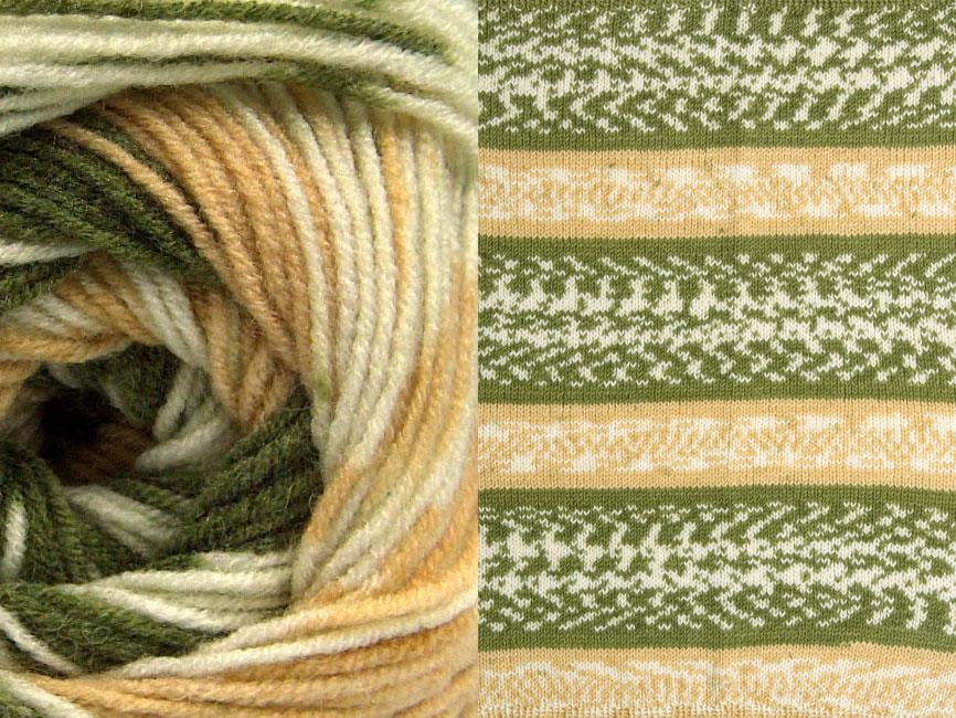 Jacquard Wool Green, Cream, Cafe Latte