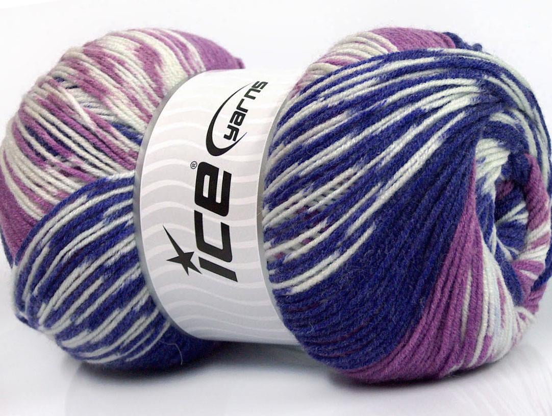 Jacquard Wool White, Purple, Lilac