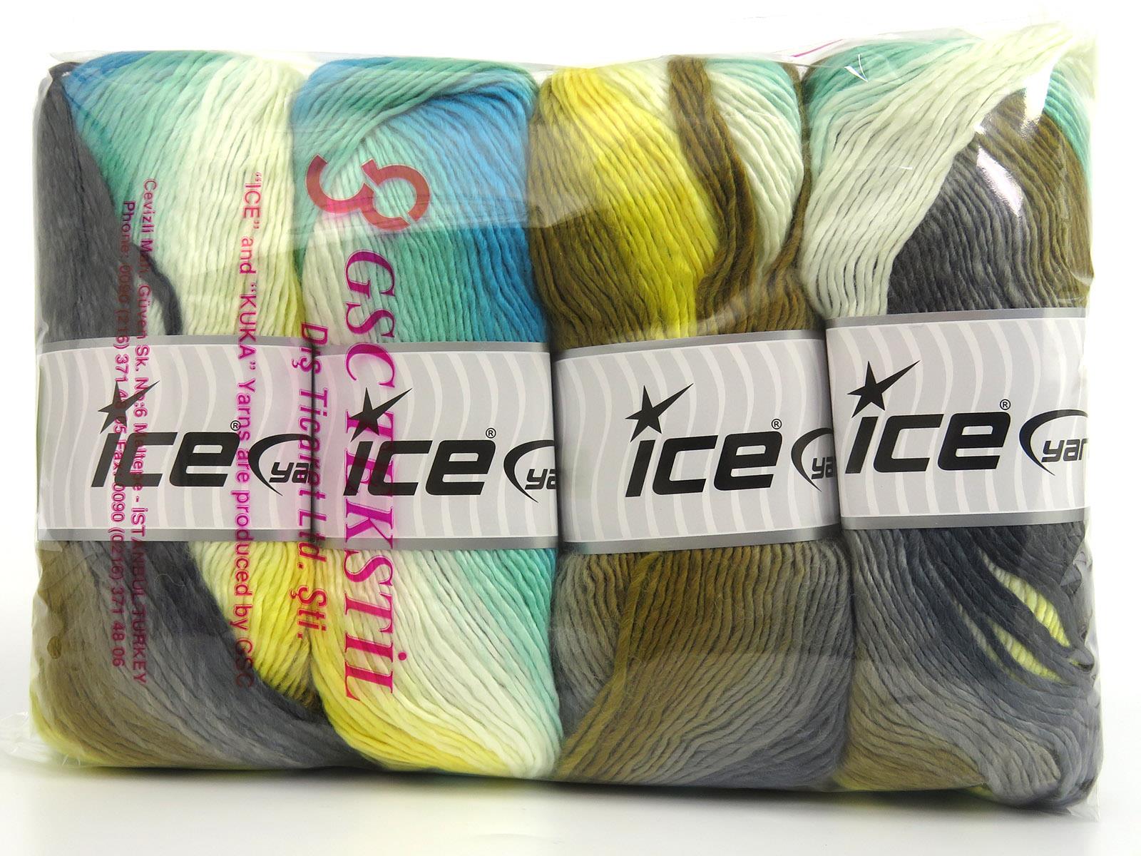 Lana Bella Green, Turquoise, Yellow, Khaki, Grey Shades