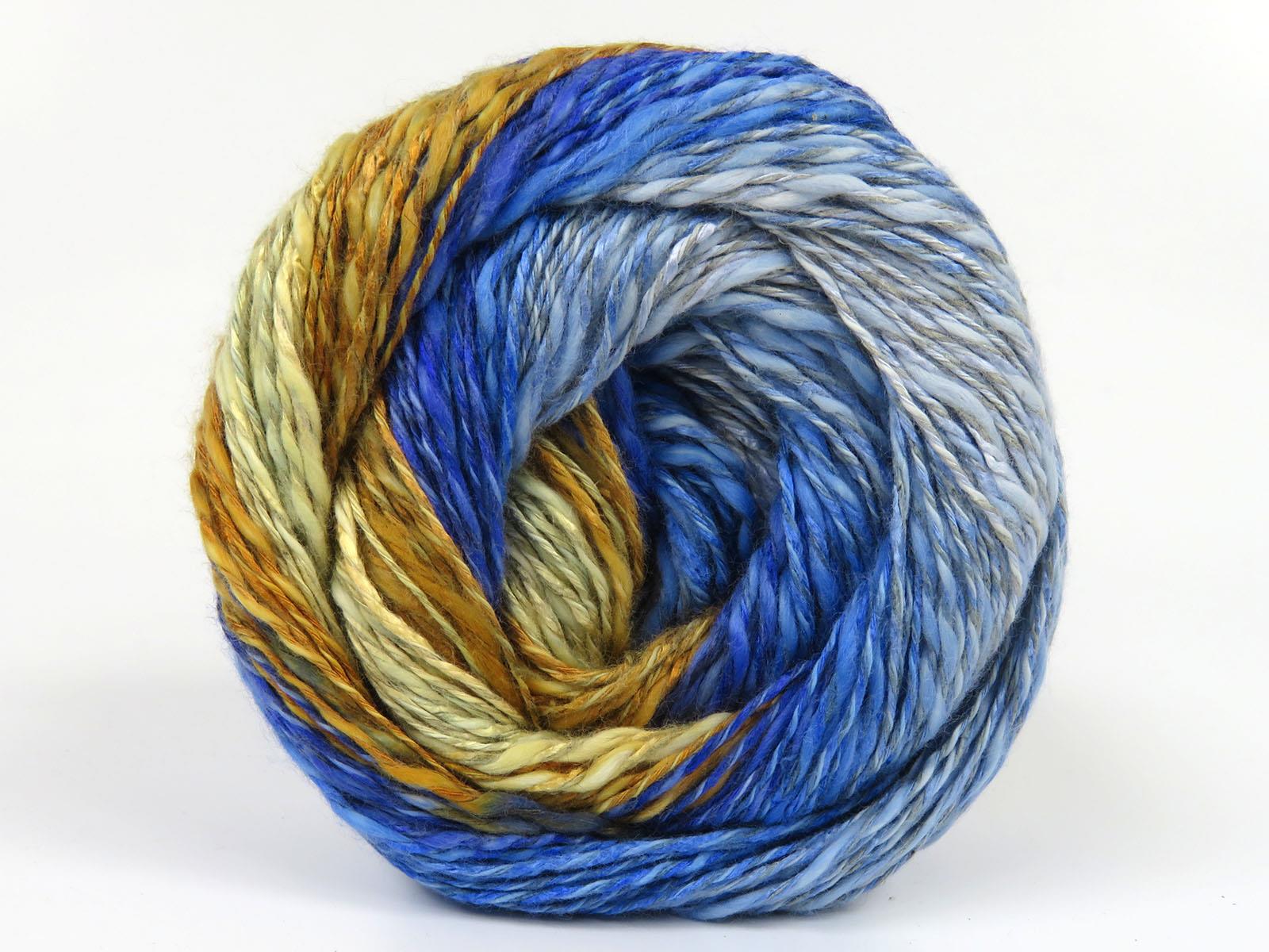 Linen VisCot Blue Shades, Gold Shades