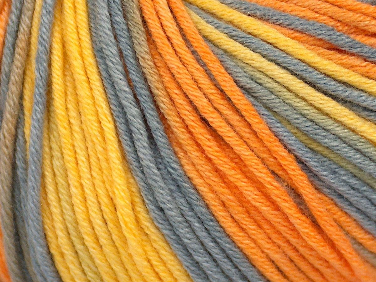 Lorena Batik DK Orange, Yellow, Grey, Camel